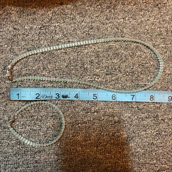 Uranium Glass Beaded Necklace & Bracelet Set - Picture 5 of 7